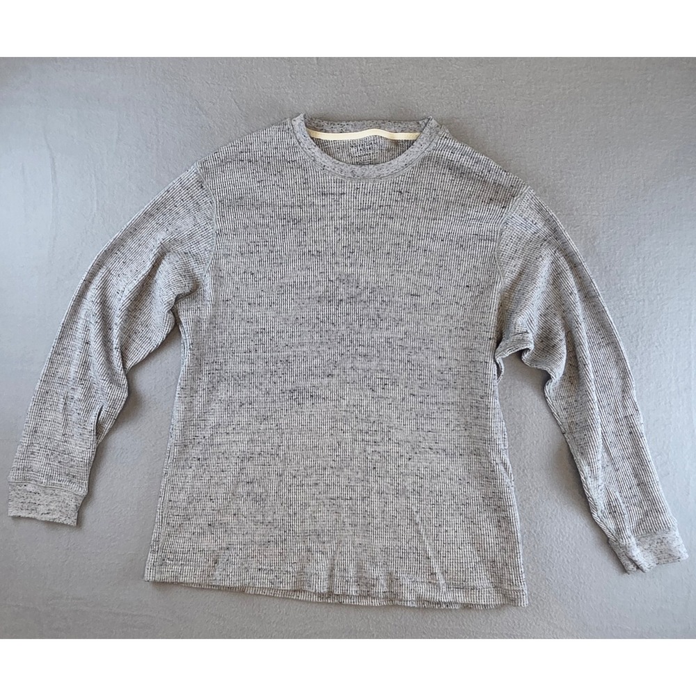 American Eagle Waffle Knit Thermal Long Sleeve Shirt Gray Standard Fit Mens XL